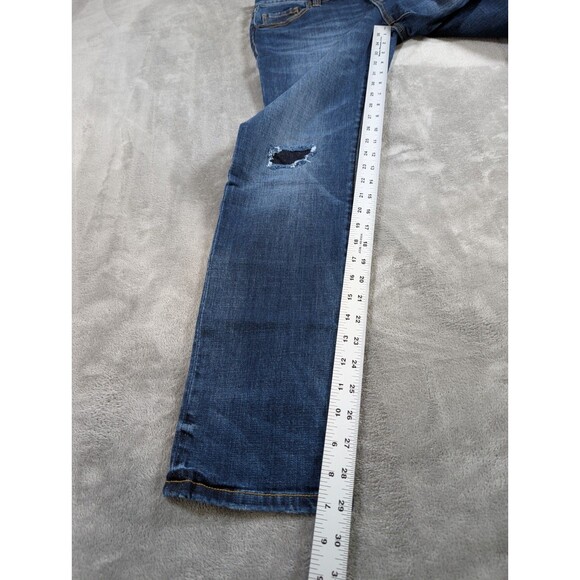 CAbi Slim Boyfriend Jeans Womens 4 Distressed Patch Stretch Blue Denim Casual - Picture 11 of 12